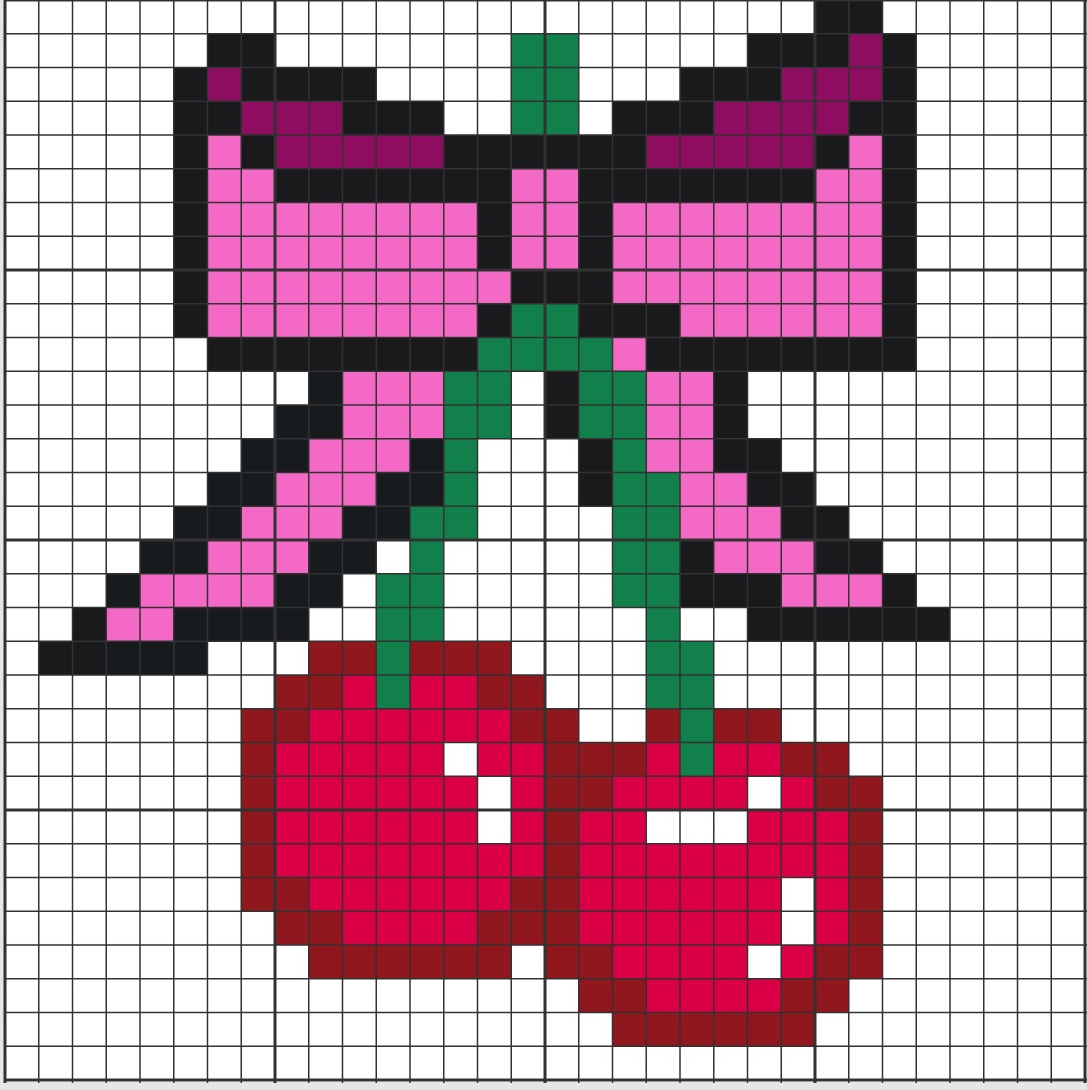 BOW AROUND CHERRIES GRID ART